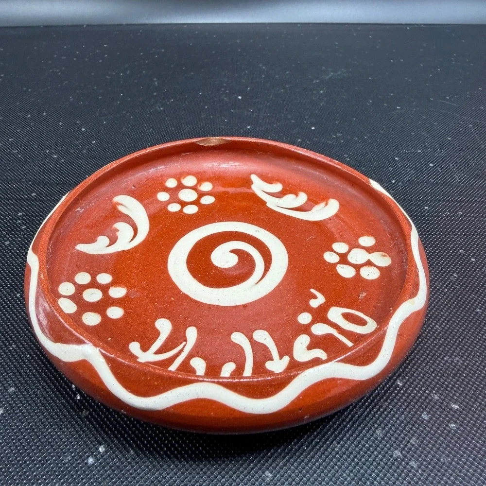 Hoganas‎ Keramik Redware Pottery Dish Hultsjo Swedish Folk Art Spiral 4 Inch